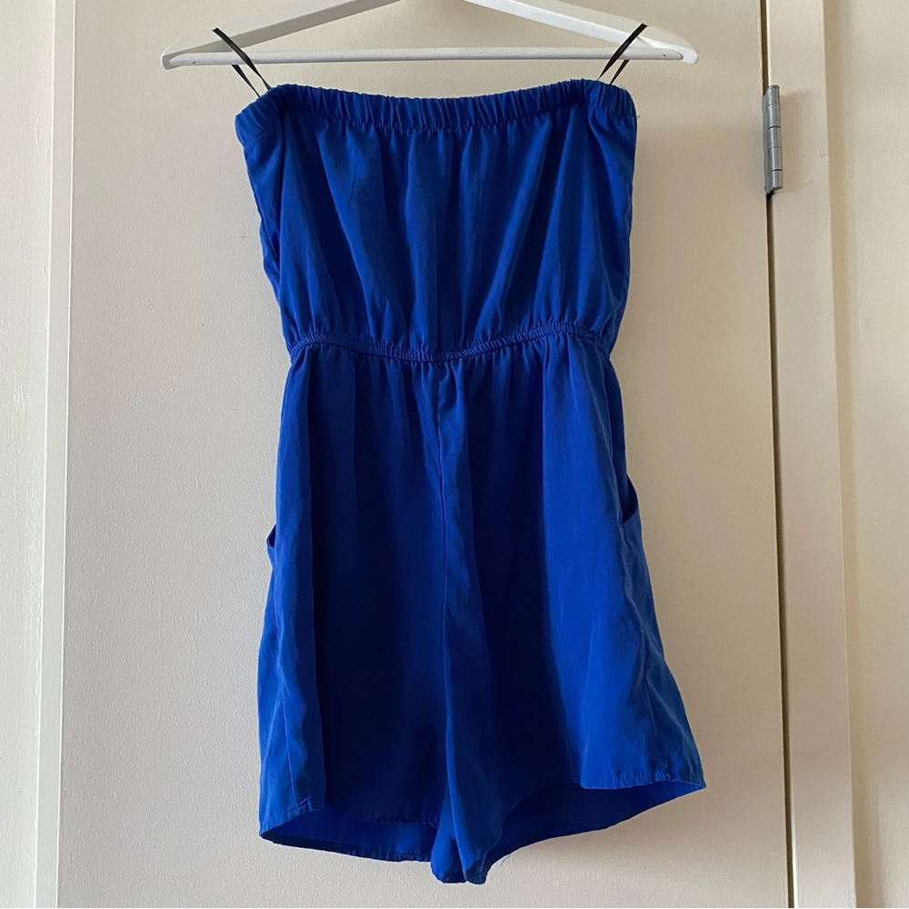 Forever 21, summer bandeau blue romper, women’s size small